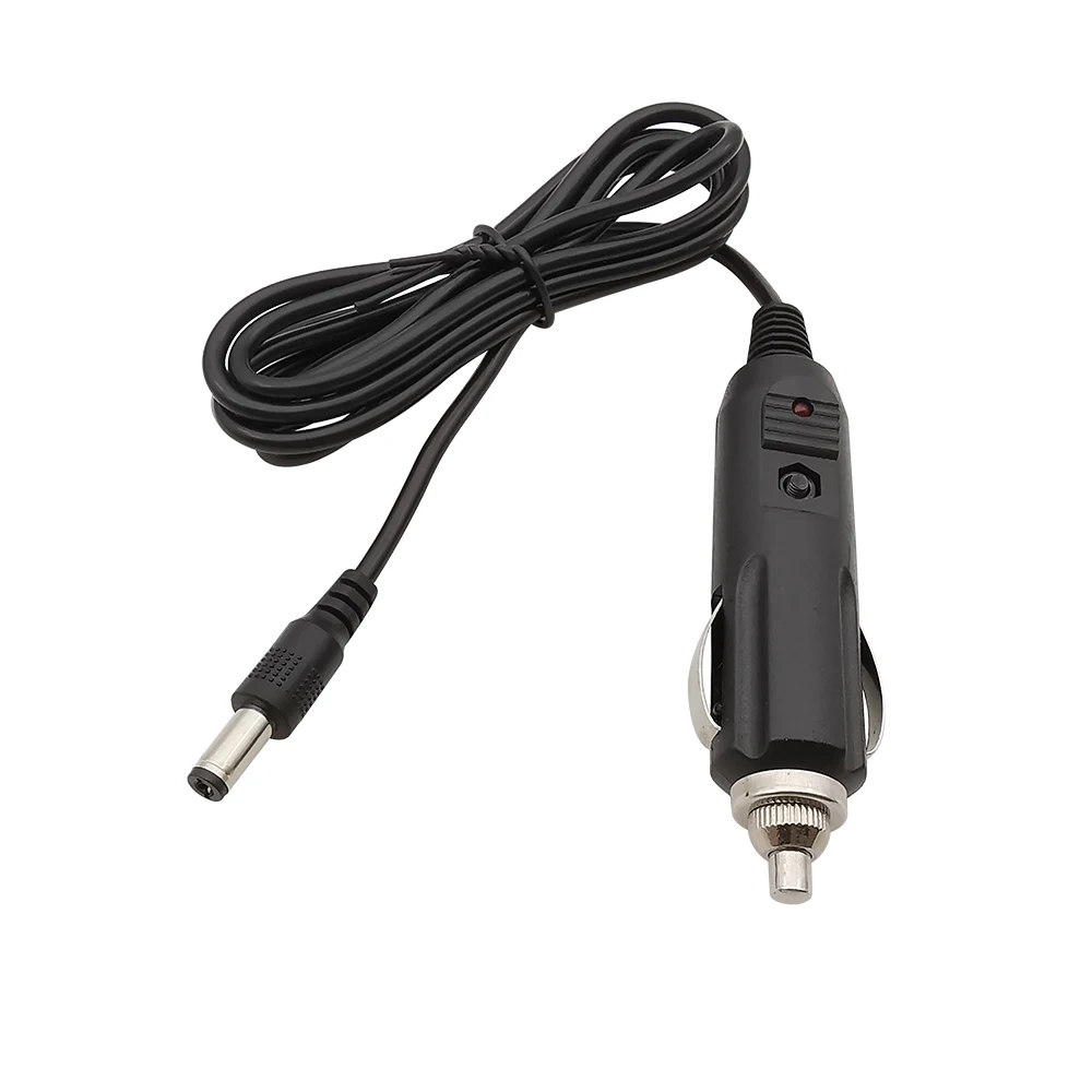 Enchufe de encendedor de cigarrillos de coche a enchufes macho de CC de 5,5x2,1mm conector de alimentación con fusible luz LED Cable de encendedor de cigarrillos de coche de 12V