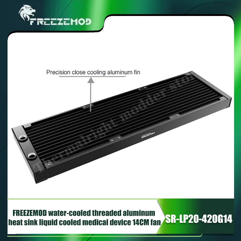 Freezemod Aplicación médica Radiador de enfriador de agua líquido 420, intercambiador de calor de refrigeración por agua compatible con ventilador de 140 mm, SR-LP20-420G14