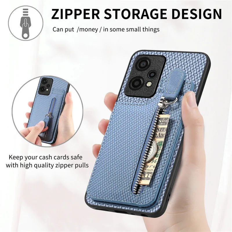 Zipper Wallet Cards Holder case for Realme 10 Pro Plus 8 9 Pro Stand Flip Leather shell for Realme C33 C35 C30s C31 C21y C25S - imagen 3