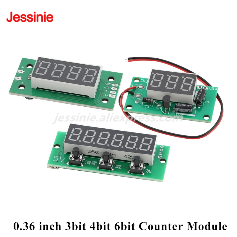 Módulo contador digital de 3 6 y 4 dígitos DC 4-25V 0,36 pulgadas Módulo contador de conmutación de bajo nivel suma resta y limpieza cero