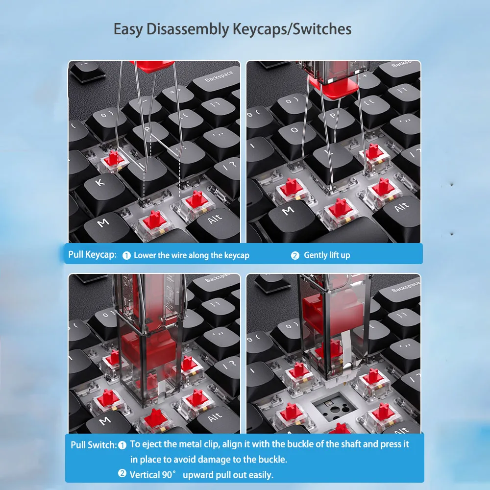 Ajustador de teclas de intercambio en caliente 2 en 1, herramienta extractora de interruptores para fijación, acción de teclado mecánico, herramienta de limpieza DIY - imagen 2