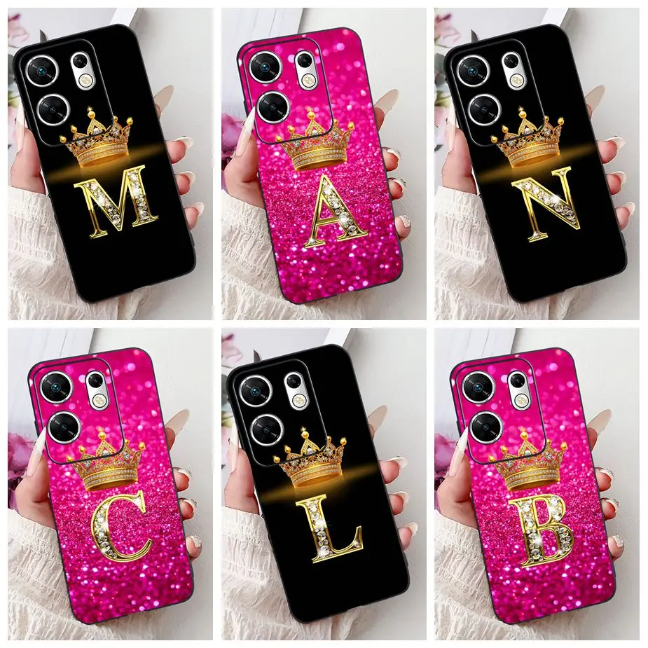 Para Infinix Zero 30 4G funda X6731B cubierta de letras de corona de lujo funda de teléfono de silicona suave para Infinix Zero 30 Zero30 5G X6731 Shell