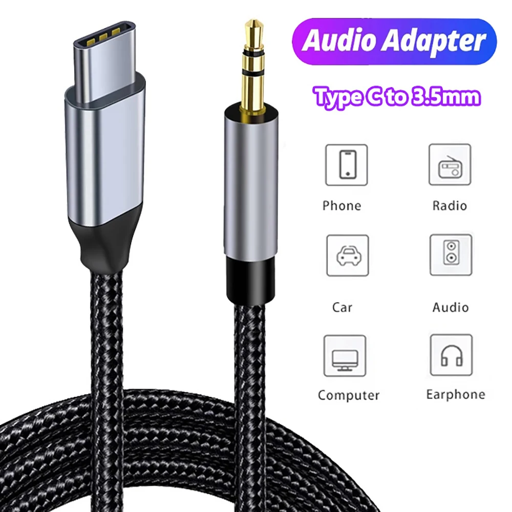 Cable de Audio auxiliar USB C a 3,5mm, conector tipo C para auriculares, conector de altavoz para coche para Samsung, Xiaomi, Huawei Universal