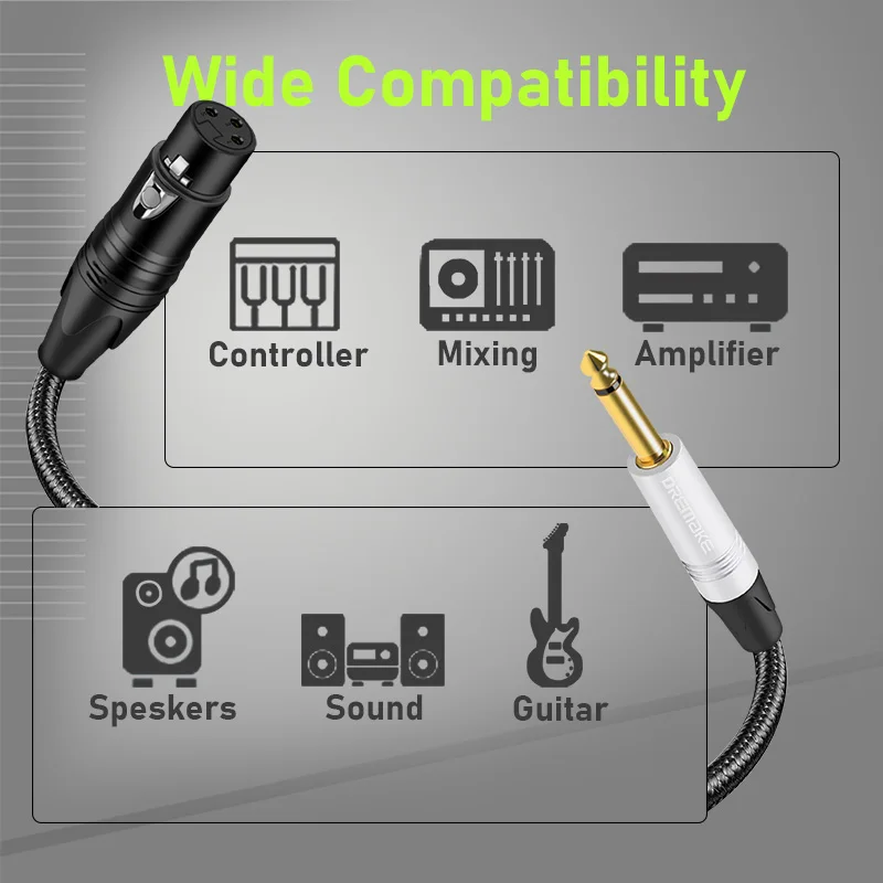 Mono 6,35mm 1/4 pulgadas TS macho a XLR hembra Cable de interconexión desequilibrio para amplificador de potencia Audio escenario DJ estudio consola de Audio - imagen 5