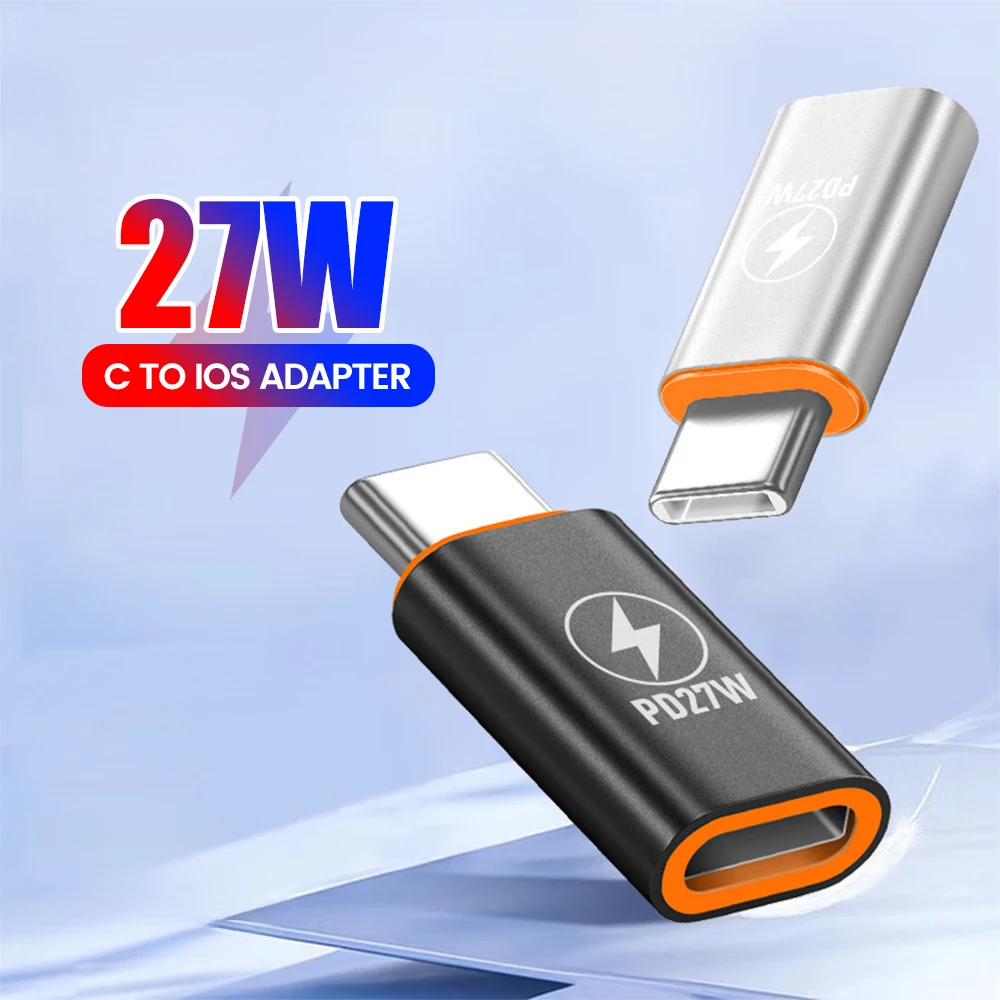 Adaptador PD27W tipo C a ios, transferencia de datos de carga rápida, convertidor tipo C macho a Lightning hembra para iphone 15 16 Samsung