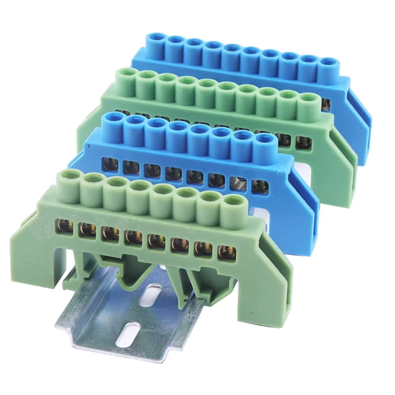 Barra de puesta a tierra de línea cero, caja de distribución de riel guía tipo puente 6 X9, barra de puesta a tierra de línea cero, terminal de cableado paralelo 6X9