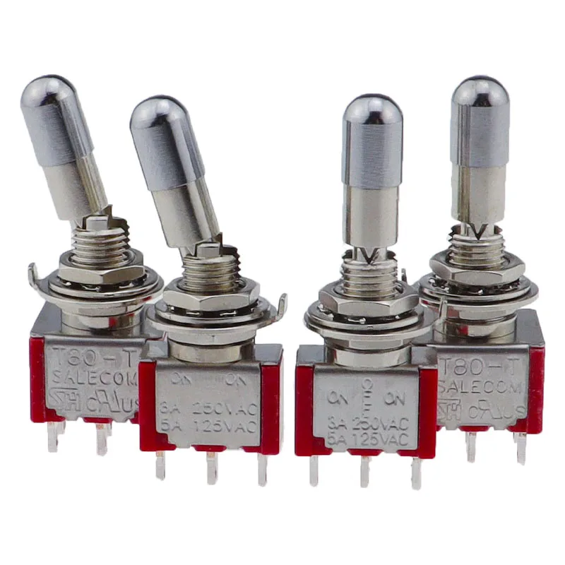 1 unidad SH T80-T palanca de bloqueo antidebras superior redonda 6,35mm montaje en Panel Mini interruptor de palanca 3 pines 6 pines 2/3 posiciones ON OFF ON