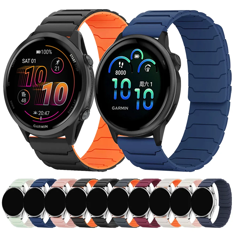 Correa magnética de silicona de 20mm y 22mm para Garmin Venu sq 2 3 bandas de tendencia Move Forerunner 570 645 255 Music Vivoactive 4 5 6