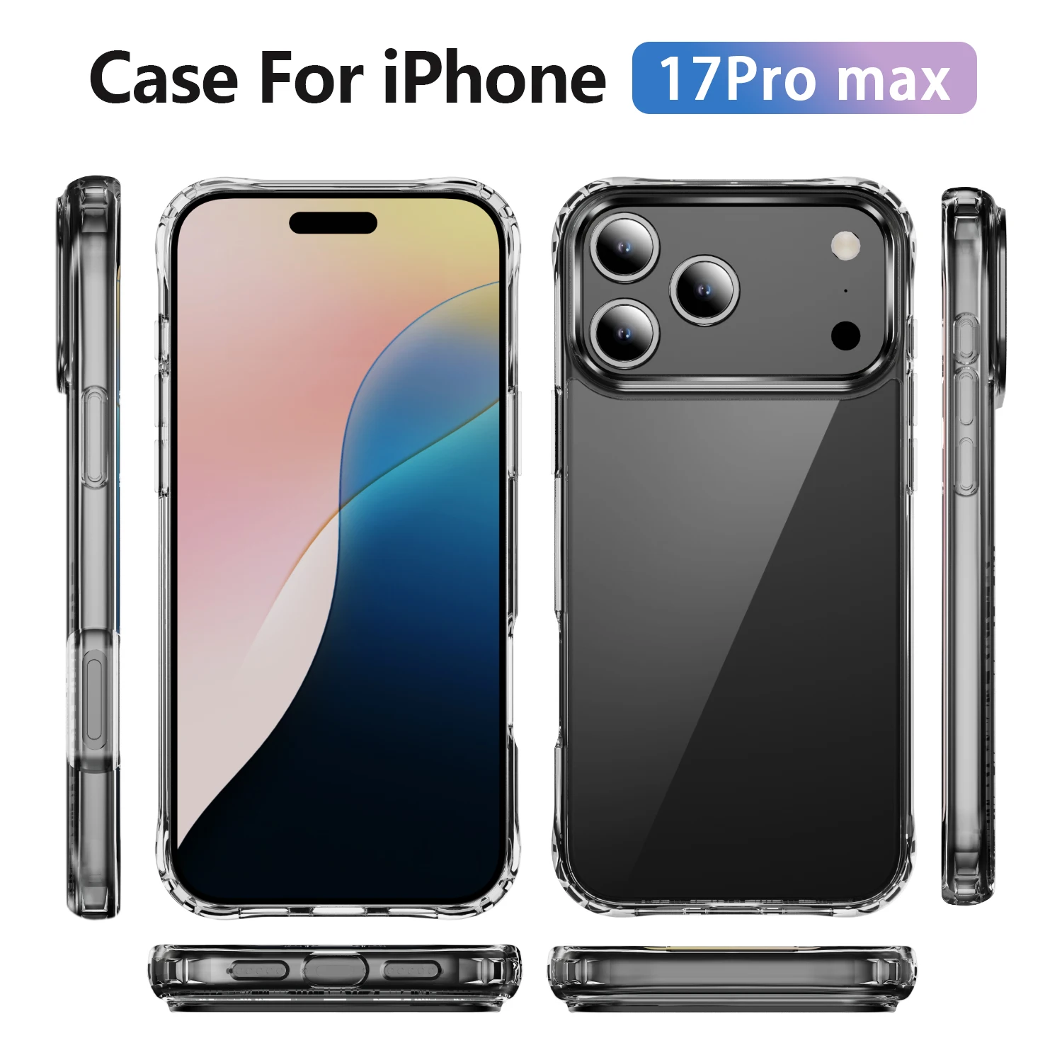 Funda transparente antiamarillado para iPhone 17 Pro Max Air 16 Plus 15, protección de grado militar, accesorios duros a prueba de golpes para teléfono - imagen 2