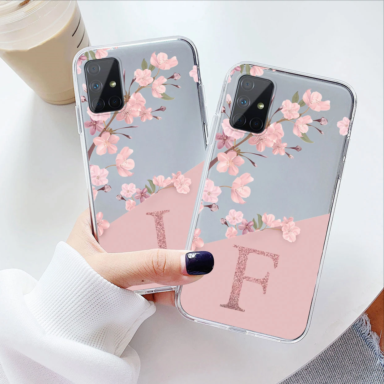 Para Samsung Galaxy A51 A71 4G 5G funda suave delgada de lujo A-Z letras contraportada Fundas parachoques transparente para Samsung A 51 transparente - imagen 2