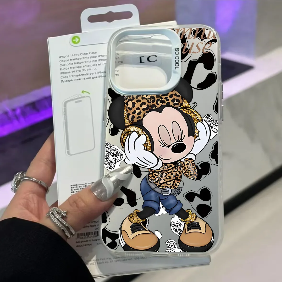 Funda de teléfono móvil Minnie con estampado de leopardo negro para OPPO A5 Pro Reno 14 13 12 11 10 Pro 5G A3PRO 13F 12F Find X8 Funda mate - imagen 4