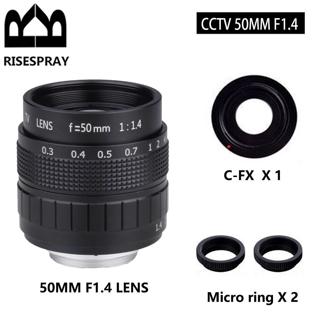 Lente CCTV de 50mm f/1,4 APS-C + anillo adaptador + 2 anillo Macro para cámara Fujifilm X Mount sin espejo XT10/XT20/XT30/X100F - imagen 2