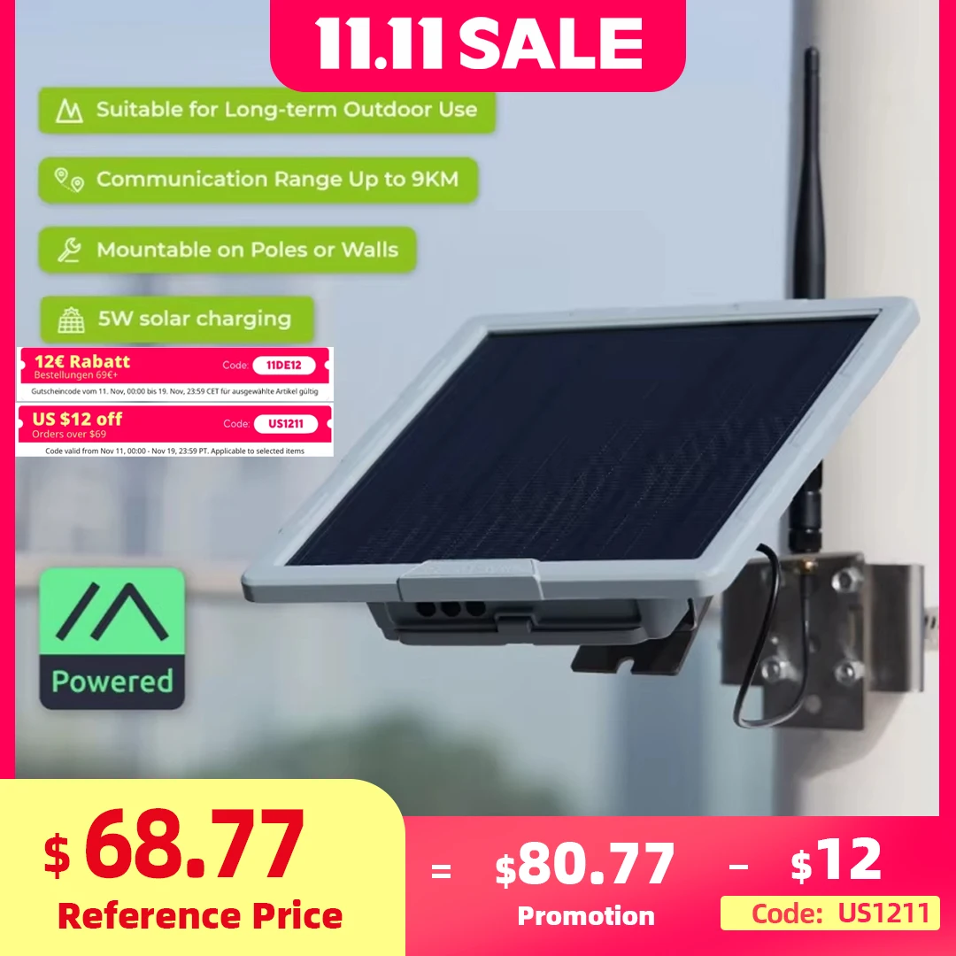 Nodo solar meshtastico SenseCAP, nudo LoRa de malla de energía solar de 5 W, integra XIAO nRF52840 Plus, módulo LoRa SX1262, grado, GPS L76K