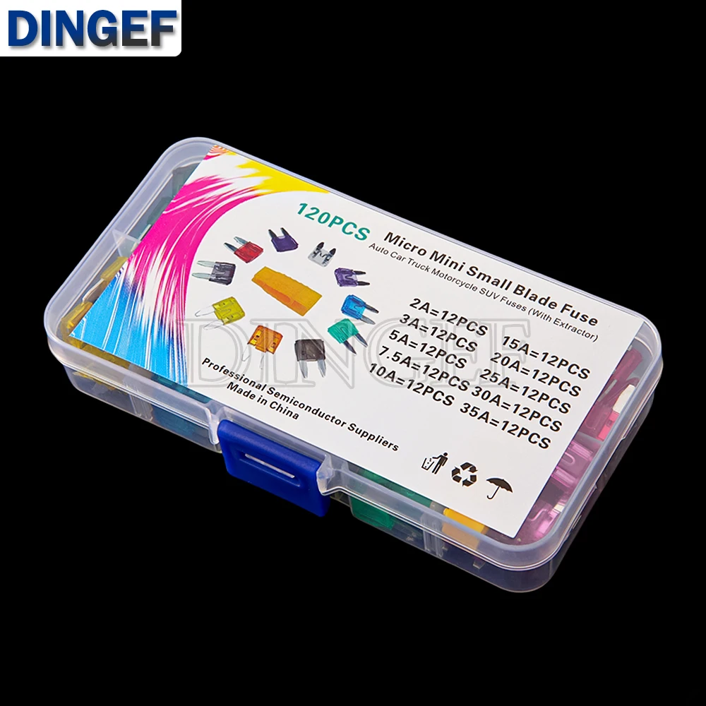 120 Uds 10 valores tamaño pequeño tipo cuchillas kit de fusibles para coche surtido 2A 3A 7.5A 10A 15A 20A 25A 30A 35A juego de fusibles Auto coche camión - imagen 2
