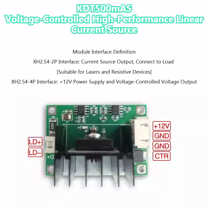Módulo de fuente de corriente lineal alta KDT500mAS-001, controlador LED con controlador láser, fuente de corriente controlada por voltaje, corriente de amplio rango - imagen 5