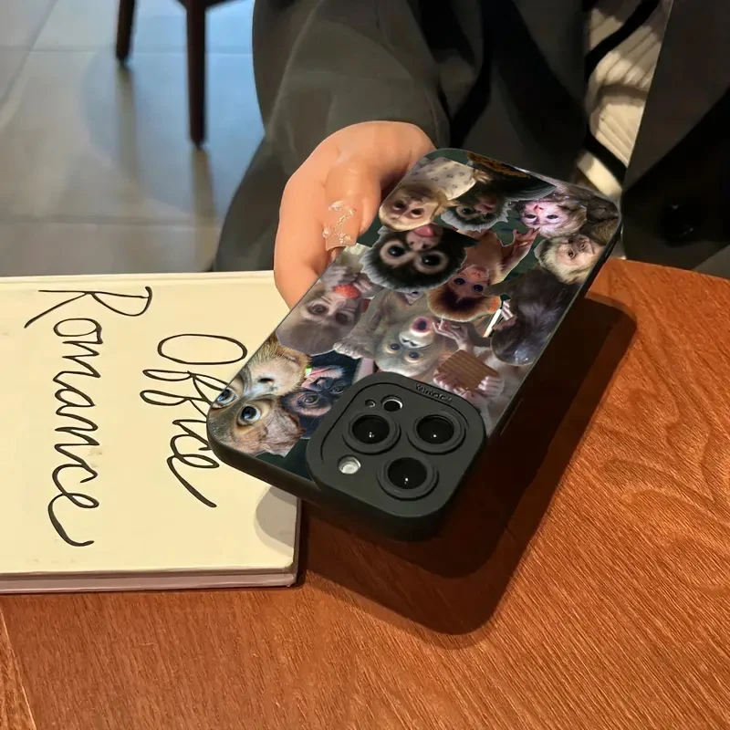 Funda de teléfono de silicona con mono divertido para iPhone 16 15 Pro Max 14 13 12 11 Pro 7 8 Plus 16E XR X XS SE 2020, funda suave a prueba de golpes - imagen 4