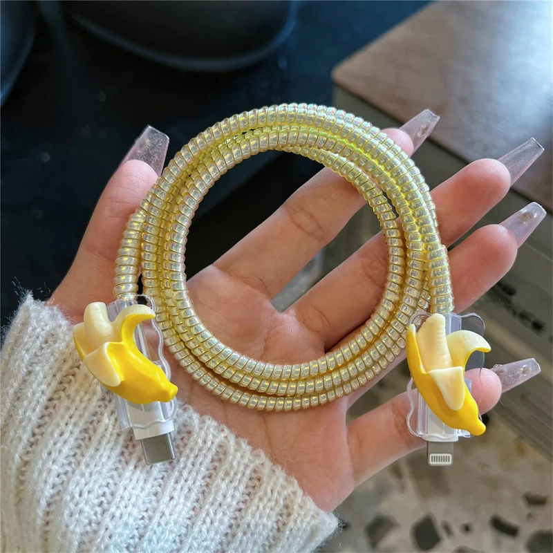 Funda de cargador de plátano con dibujos animados para IPhone, cubierta de protección de Correa de carga de 18W-20W para IPhone 11, 12, 13, 14, 15, 16 - imagen 5