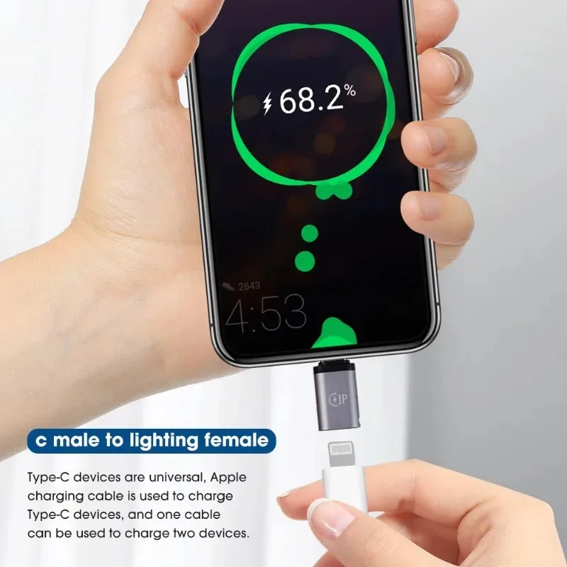 Adaptador de carga de teléfono Universal tipo C, convertidor de Cable Lightning hembra a USB C macho para IPhone 15, 14, 13, 12 Pro - imagen 2