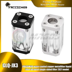 FREEZEMOD Filtro de agua para PC - rosca G1/4, acrilico de un lado y filtro de cobre