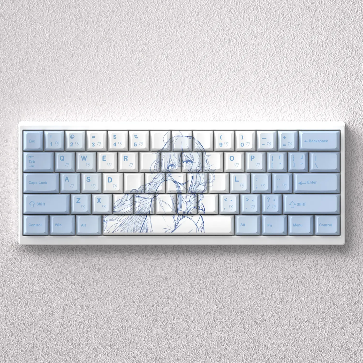 Teclas Roxy de 73/130 teclas, impresión lateral, tinte PBT Sub, retroiluminación de Anime azul cereza, brillo a través para teclado mecánico GK61 Anne Pro - imagen 2