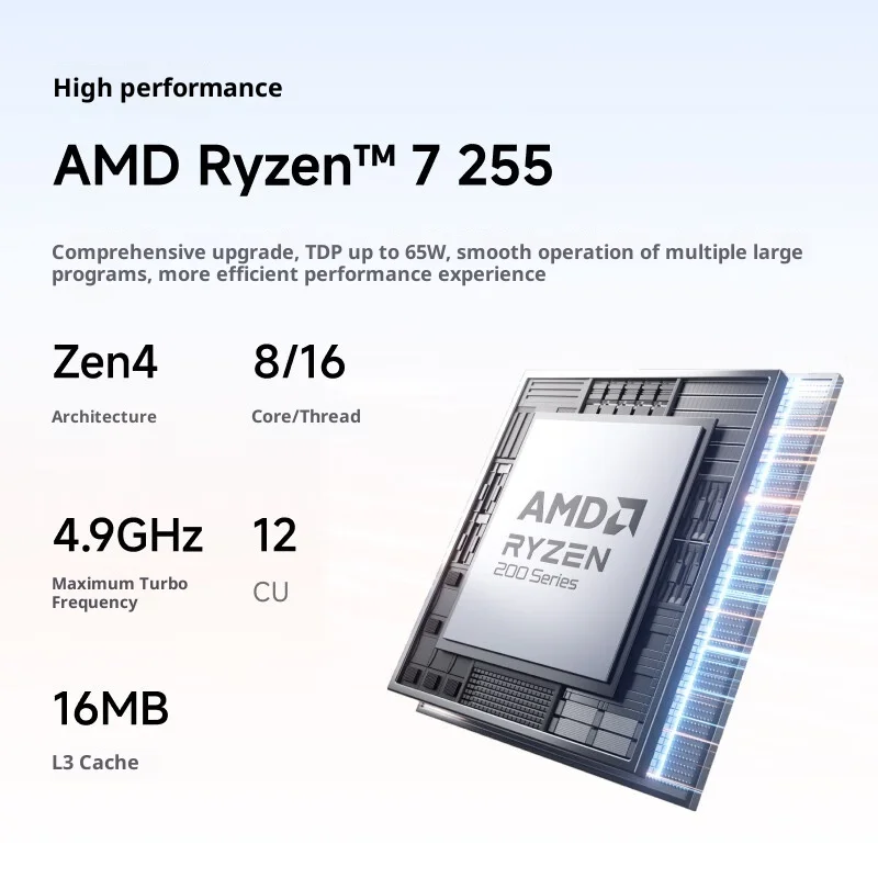 MINISFORUM X1-255: AMD Ryzen 7 255 AI Mini PC con OCuLink para GPU externo, juegos y oficina - imagen 4