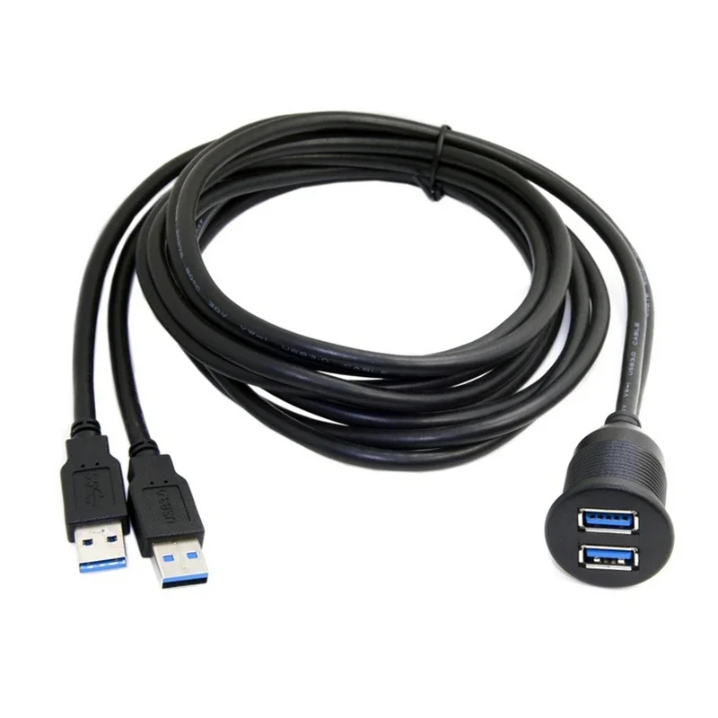 Adaptador de base USB a prueba de agua, Cable de extensión macho a hembra para coche y motocicleta, doble puerto USB 3,0 - imagen 4