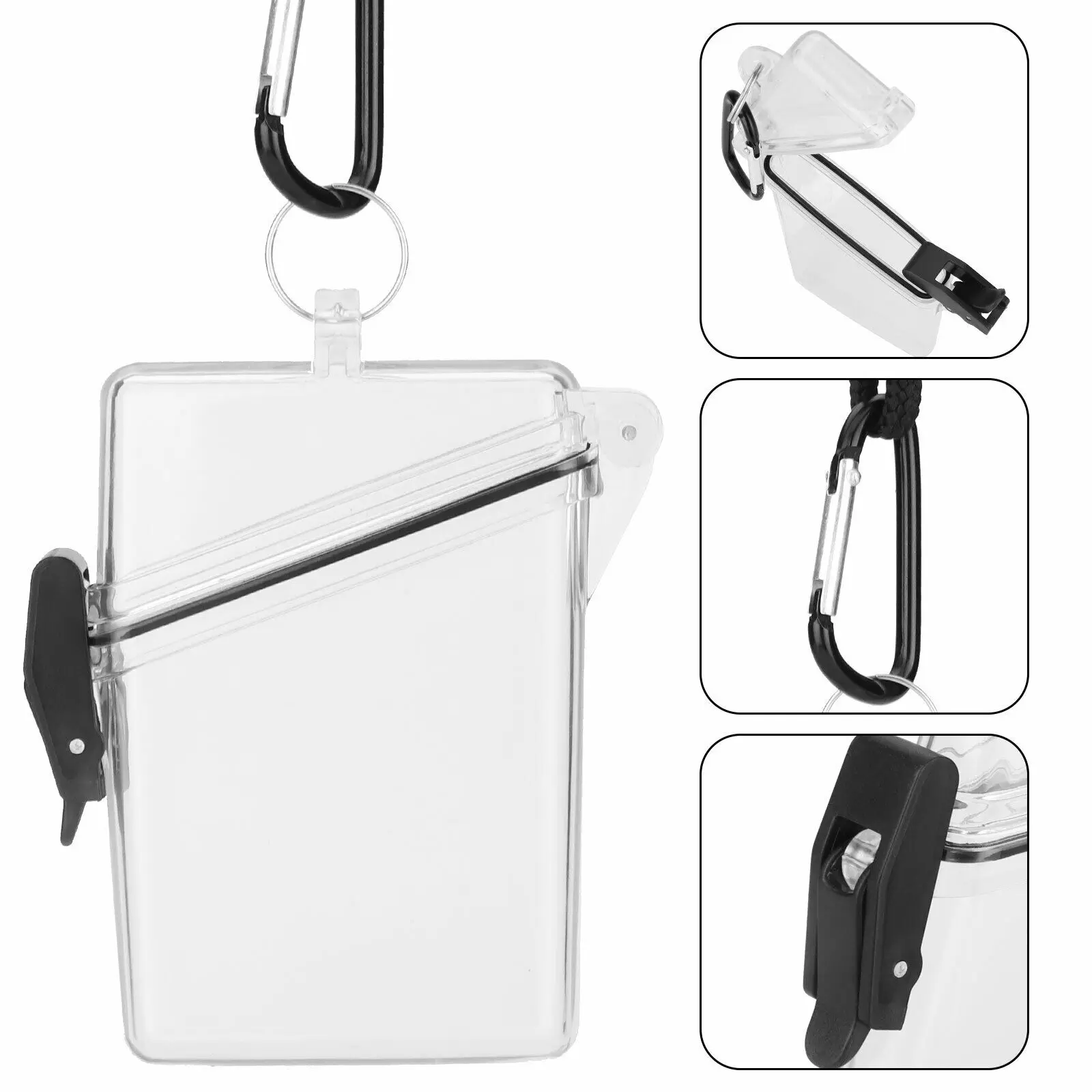 Estuche transparente impermeable para insignia, soporte para tarjetas de identificación y crédito, caja de almacenamiento de cigarrillos transparente con cordón