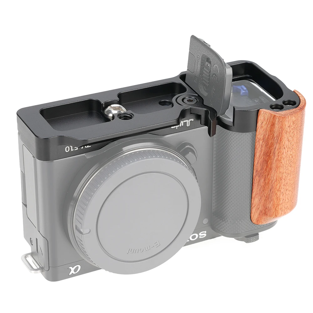 FOTGA para Sony ZV-E10 L placa DSLR Vlog Kit de cámara con mango de madera soporte protector accesorios de vídeo Stalibiler - imagen 4