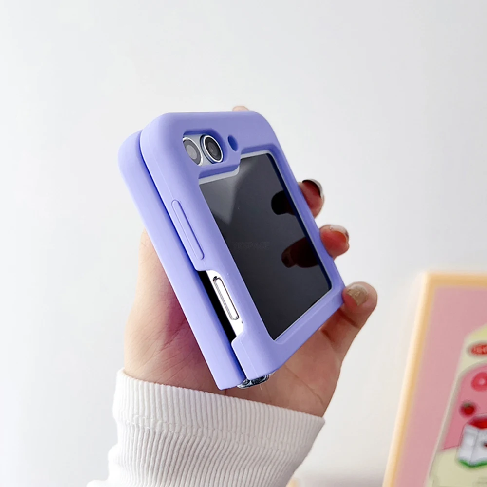 Funda plegable de silicona líquida suave de 8 colores caramelo para Samsung Galaxy Z Flip 5 6 7 W24 W25 funda de teléfono a prueba de golpes de piel mate - imagen 4