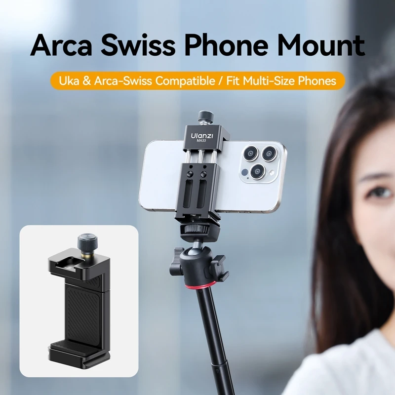 Ulanzi MA33 Arca Swiss soporte para teléfono inteligente Clip de abrazadera para fotografía Vlog transmisión en vivo con soporte de zapata fría - imagen 2