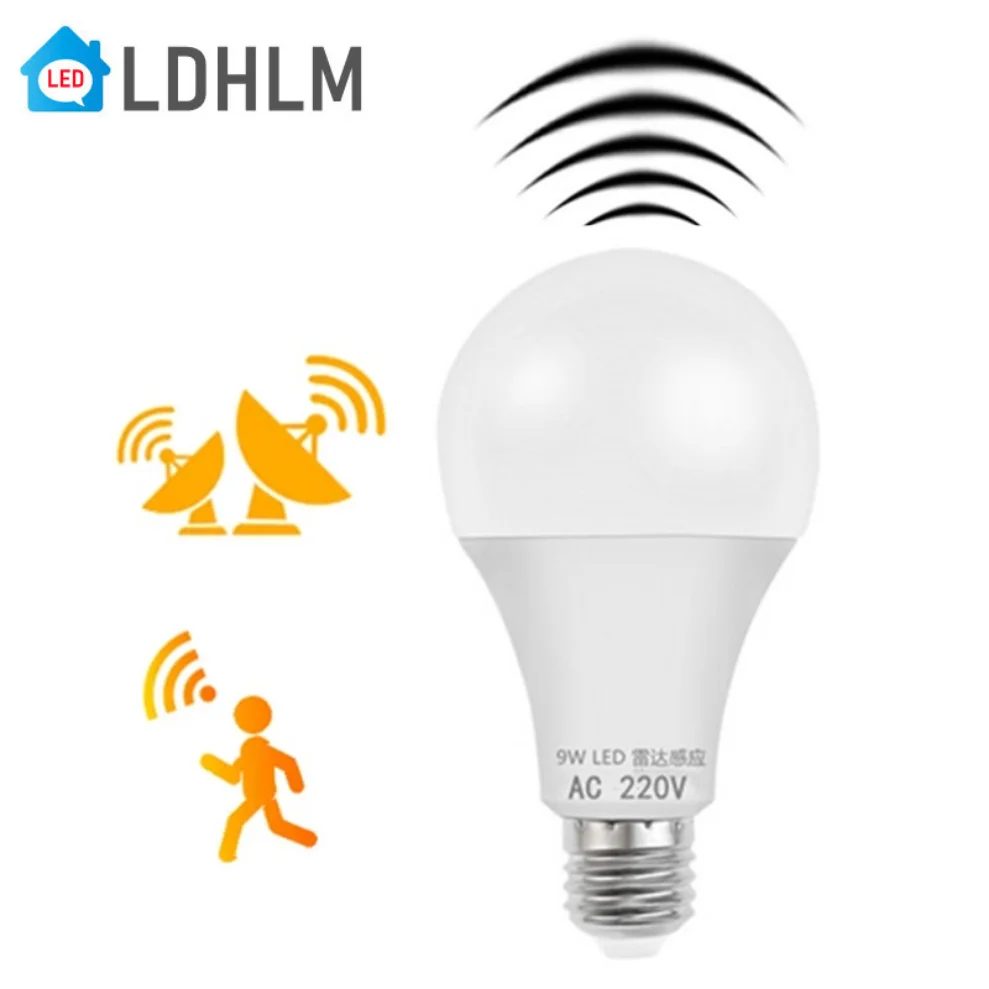 Bombilla LED E27 con Sensor de movimiento, lámpara inteligente con detección infrarroja, funciona en la oscuridad nocturna, 5W, 7W, 9W, 12W, CA 220V