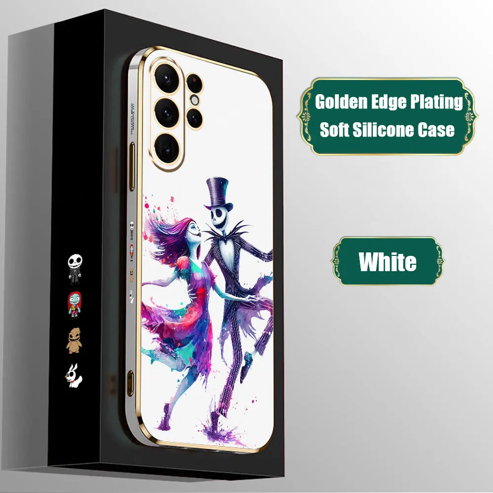 Disney-funda de pesadilla antes de Navidad para Samsung Galaxy S24, S23, S22, S21, S20 Ultra Fe, S10, S9 Plus, cubierta chapada 5G - imagen 2