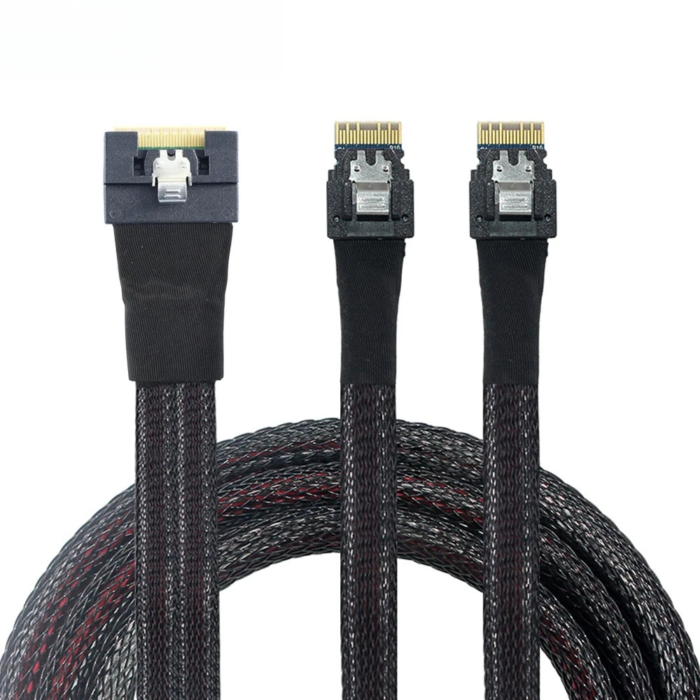 Slimsas MINI SAS SFF-8654 8I 74Pin PCIE servidor Cable interno de alta velocidad 8643/8611 4I/ 8654 8I-8654 4I longitud opcional 0,5 M 1M - imagen 3