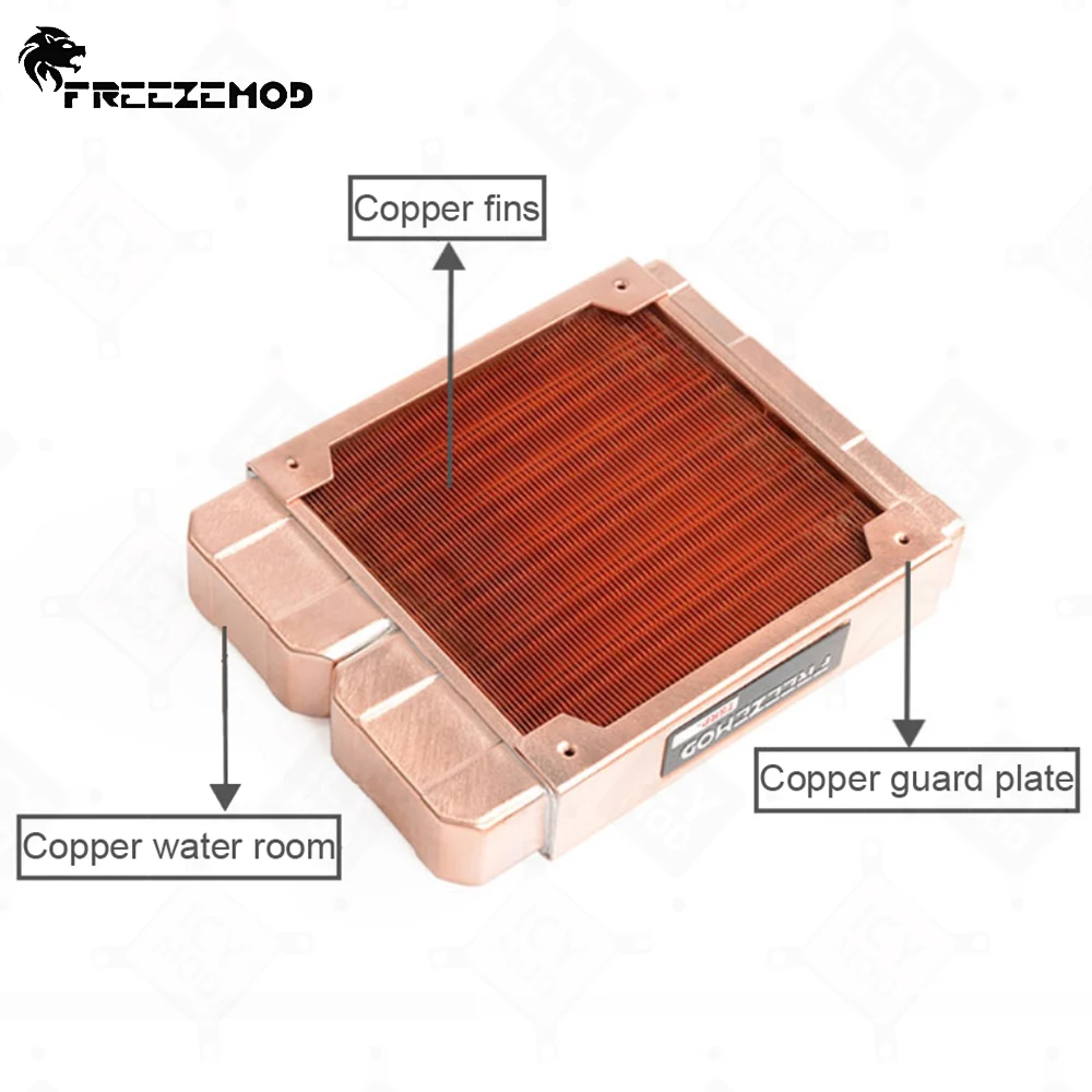 FREEZEMOD-tubo redondo de cobre para radiador, 7mm, rosca G1/4, 2 cámaras de agua de latón/aletas de placa protectora para TSRP-ZT-TG de ventilador de 120mm - imagen 3