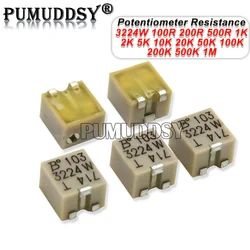 5 uds SMD 3224W potenciómetro de ajuste de precisión resistencia ajustable 100R 200R 500R 1K 2K 5K 10K 20K 50K 100K 200K 500K 1M Ohm