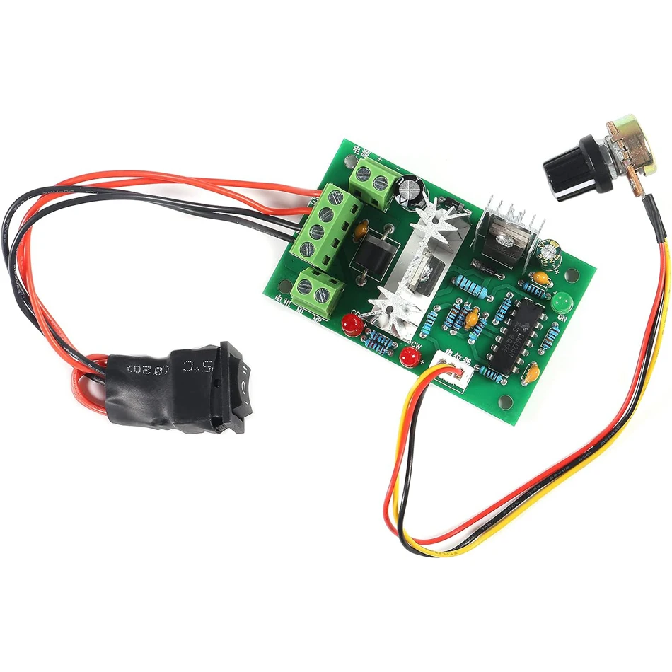 Controlador PWM de velocidad del Motor de CC ajustable mejorado, 10V, 12V, 24V, 30V, interruptor de marcha atrás, 120W, 1 ud.