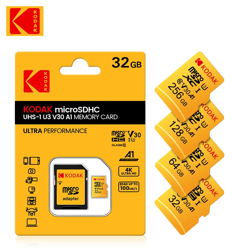 Tarjeta Micro SD Original Kodak 64GB Clase 10 Tarjeta de memoria de alta velocidad 32GB Venta al por mayor Tarjeta U3 Smartphone Tablet Cámara gopro - imagen 4