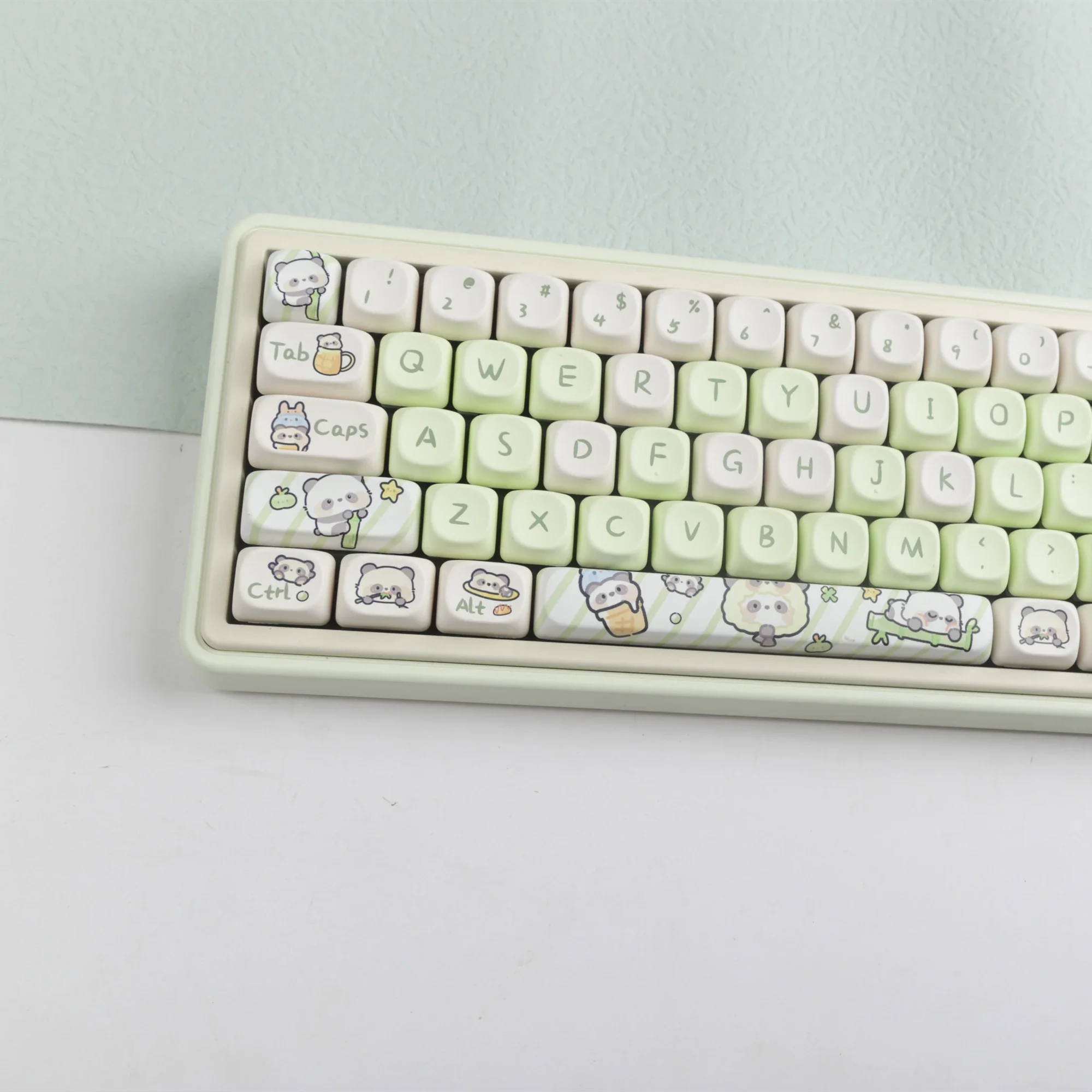 MOA perfil verde leche Panda Keycap tinte sublimación 140 teclas adecuadas para teclado mecánico 61/87/104/108 interruptor MX - imagen 5