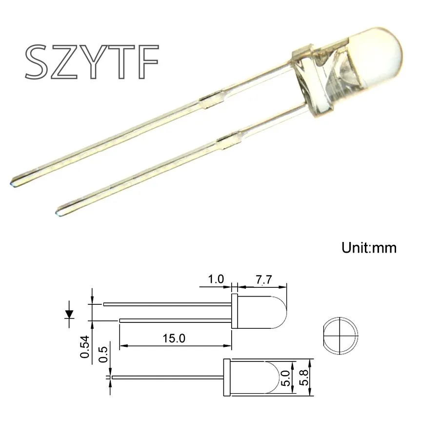 Lámparas LED rojas y verdes de 5mm RGB, Parpadeo lento, 100 unidades - imagen 2