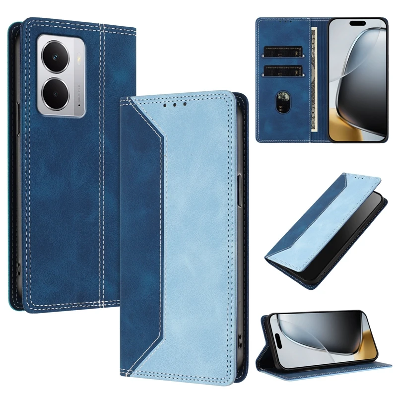 Para Realme 15 Pro Funda con tapa magnética para Coque Realme 15 pro 15T 15Pro Funda de teléfono Funda de cuero con bloques de Color a la moda - imagen 4