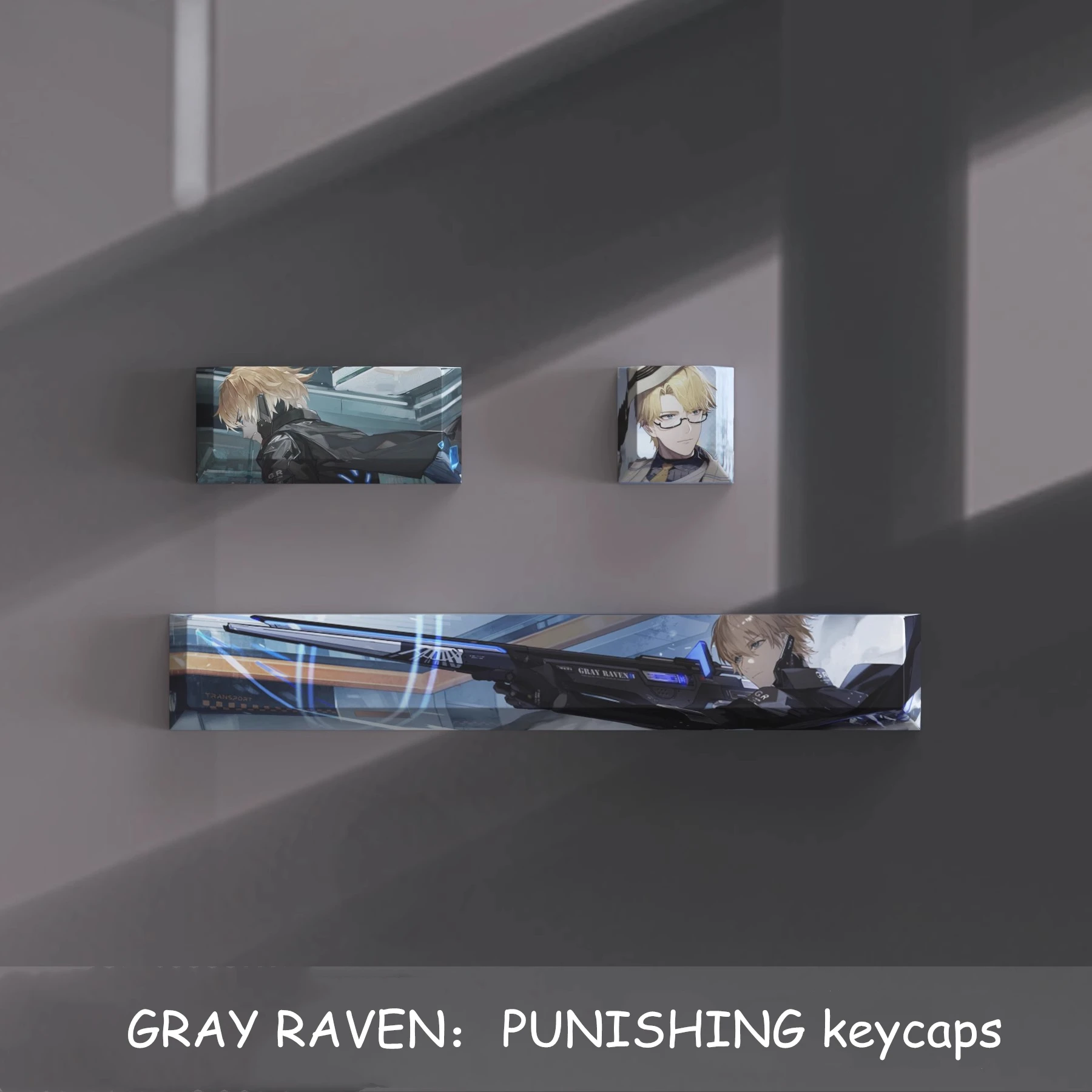 Juego de teclas de color gris Cuervo castigador, 6.25U, barra espacial ESC 2.25U Enter, PBT Dye Subbed Anime Gaming Keycap, perfil de cereza, 1 Juego