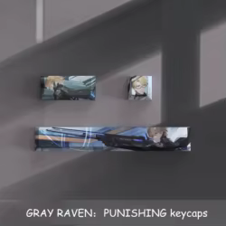 Juego de teclas de color gris Cuervo castigador, 6.25U, barra espacial ESC 2.25U Enter, PBT Dye Subbed Anime Gaming Keycap, perfil de cereza, 1 Juego