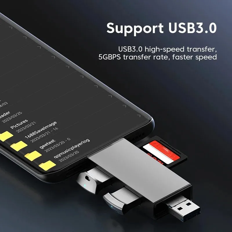 Lector de tarjetas 7 en 1 USB 3,0 tipo C a SD TF tarjeta de memoria adaptador de unidad Flash para PC portátil accesorios lector de tarjetas multiinteligente - imagen 3