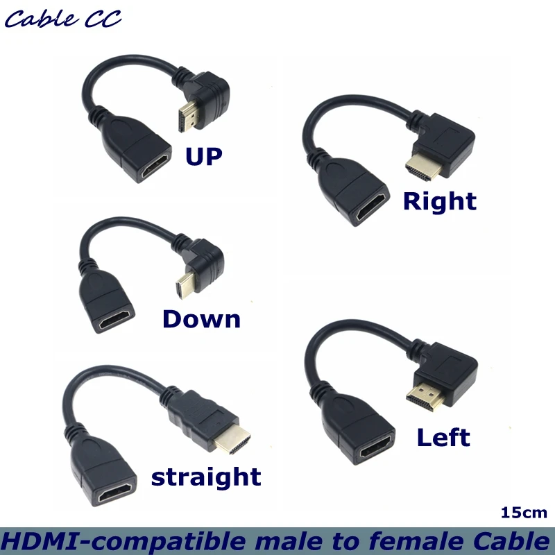 Cable de 0,15 m HDTV macho a hembra adaptador Mini Micro tipo D 90 grados ángulo recto macho a HDTV AF Cable de extensión - imagen 2