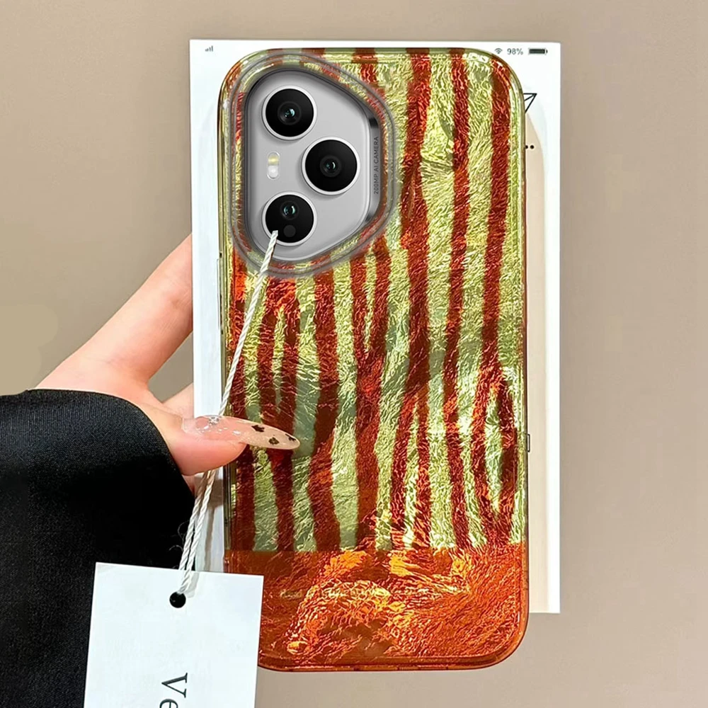  Funda de teléfono Retro con rayas marrones para Honor 400 200 90 Smart Pro Magic7 6 5 70 Lite X9a X9c X9b X8b X8a X8c X7c X7b X6c X6 - imagen 2