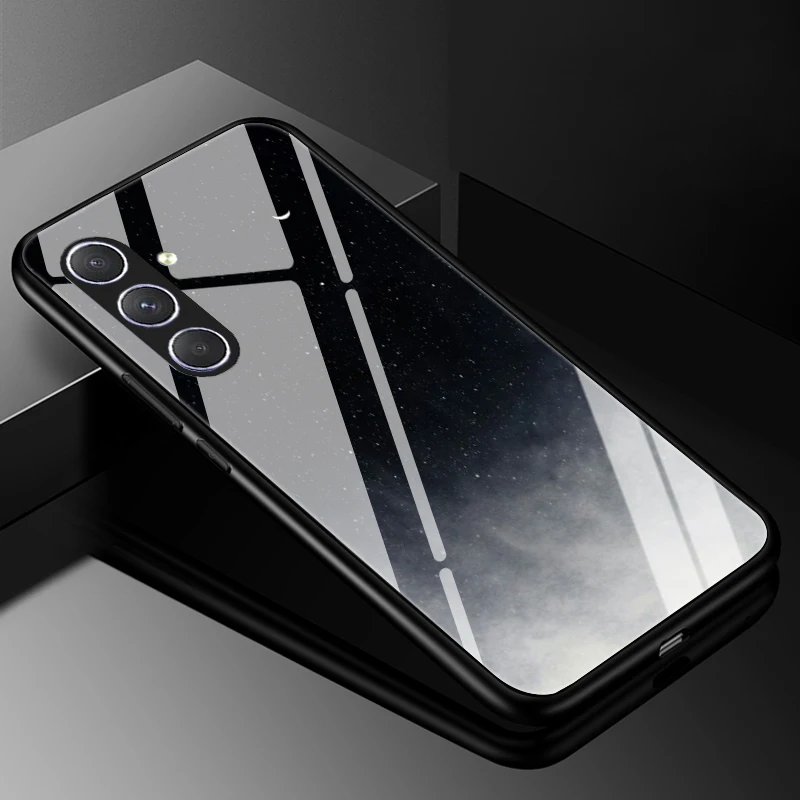 Funda de teléfono de vidrio templado para Samsung Galaxy A9 A8 A7 A6 Plus 2018 A80 A90 5G A9 Pro M10 M20 M30 cubierta trasera dura de lujo - imagen 3