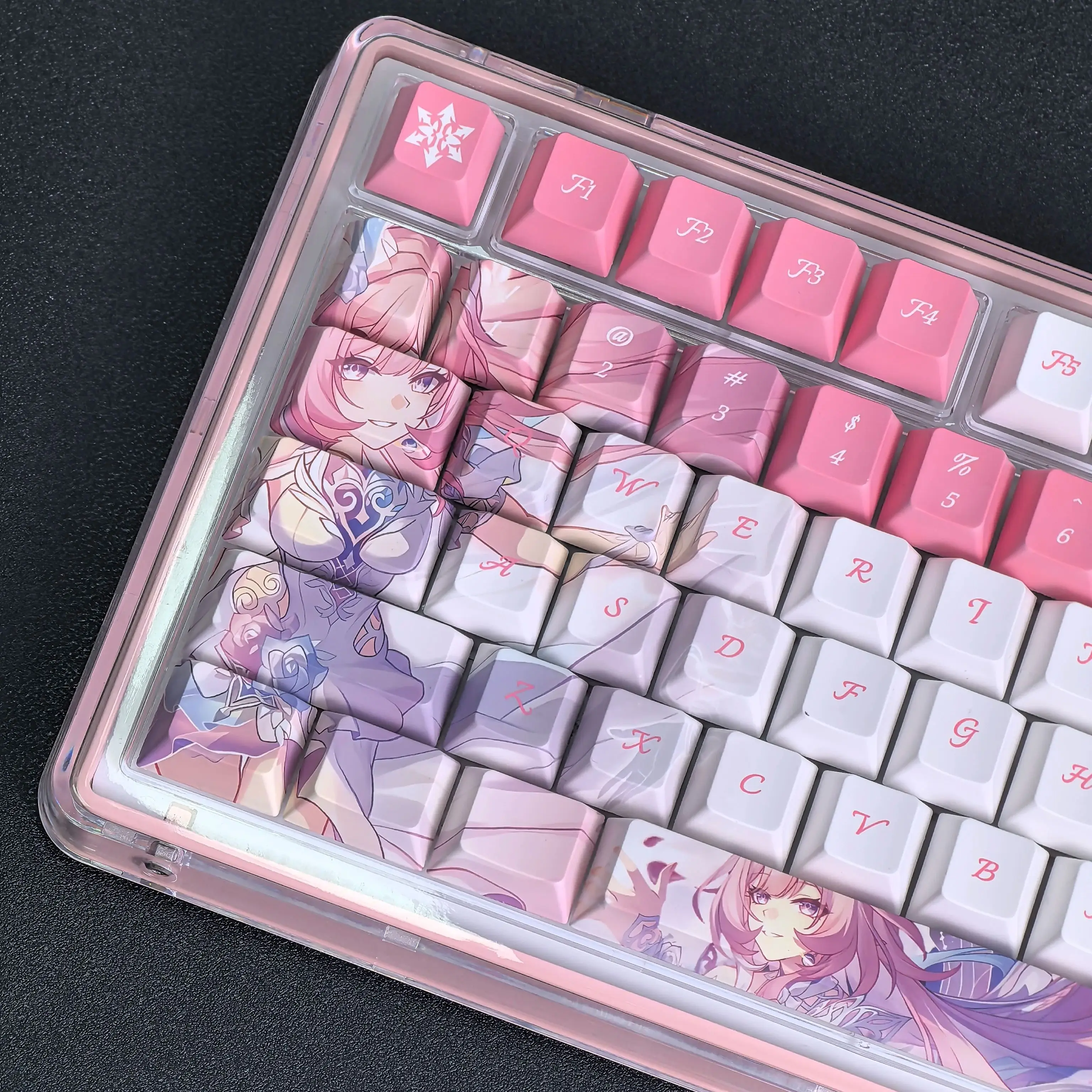 MAIMOOO Honkai Cyrene teclas Pink Cherry Pbt Anime/Manga estilo Aulaf75/F99 teclas de teclado personalizadas 124 teclas - imagen 5