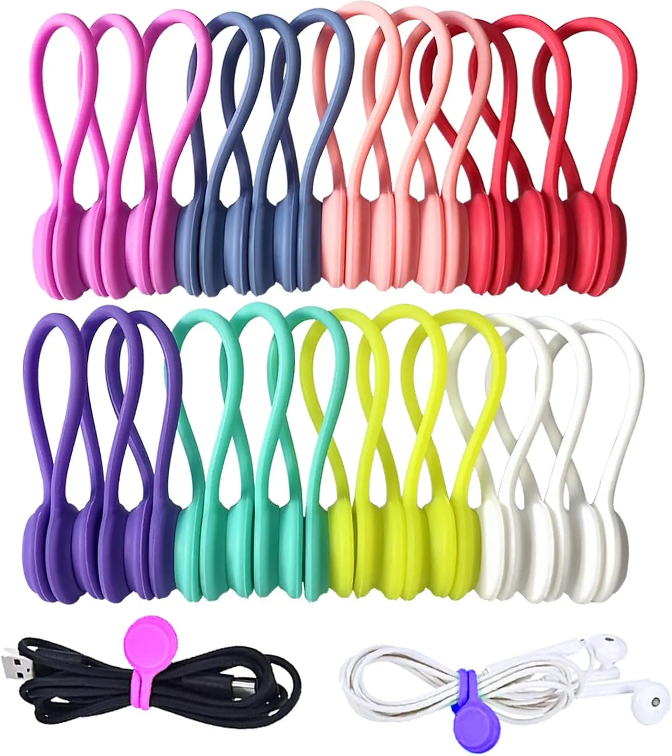 Bridas magnéticas reutilizables para cables, Clips organizadores de cables, bridas magnéticas de silicona para regalar cosas, marcador de libros, imanes para nevera