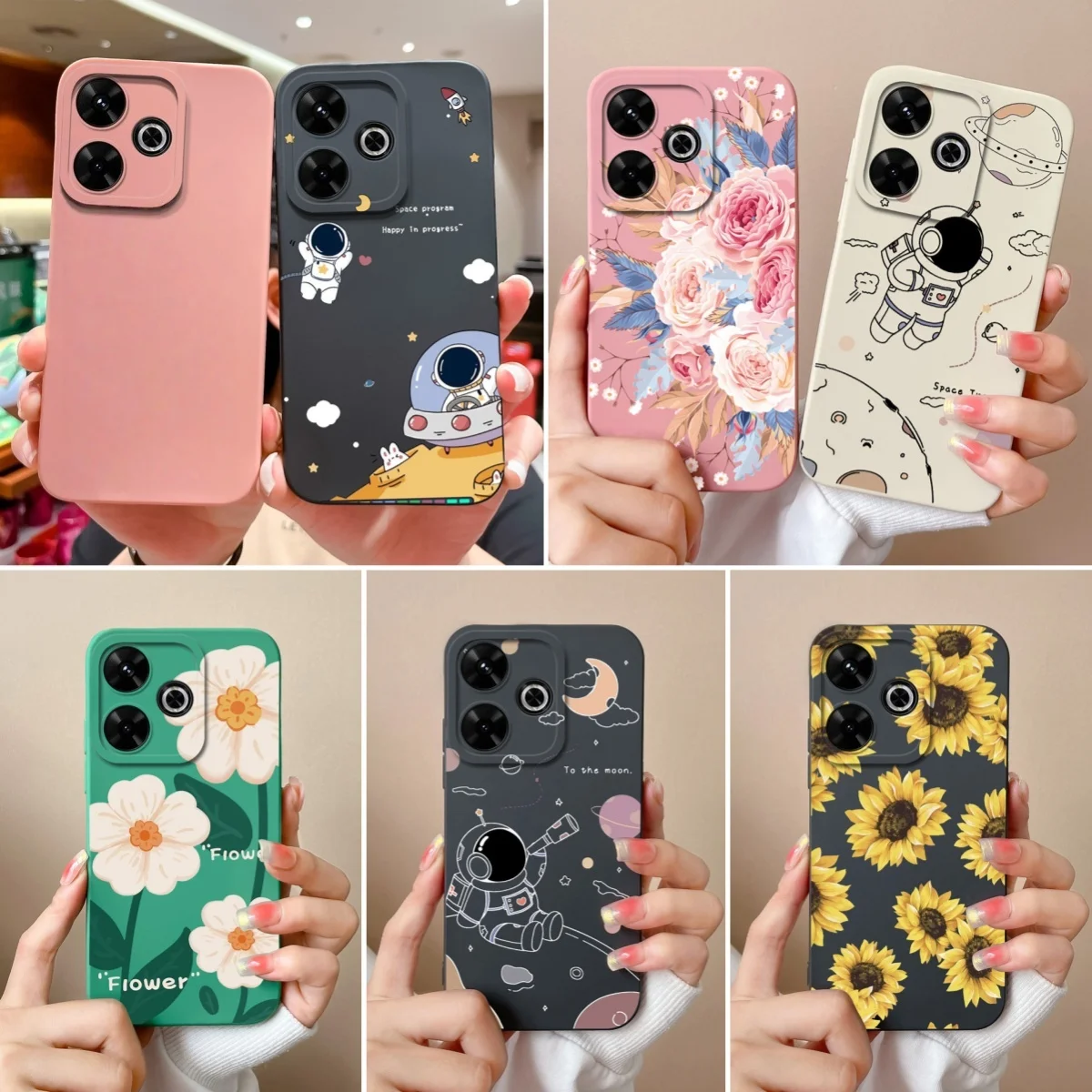 Funda para Poco M6 Pro, protección de cámara de girasol, fundas de teléfono para Xiaomi Poco M 6 M6Pro 4G 5G, funda trasera de silicona líquida suave