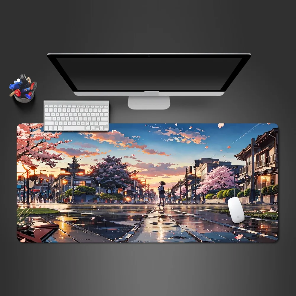Alfombrilla de ratón para juegos de 1 pieza, alfombrilla de teclado grande de 1000x500x3MM, alfombrilla de ratón de anime paisaje adecuada para teclado de escritorio, con antideslizante - imagen 2